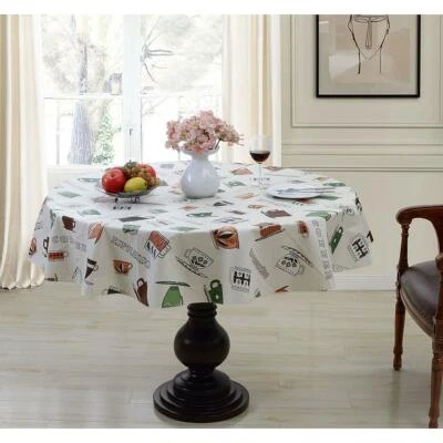 Essential Home Cafe Bistro Neutral Oblong Wipe Clean Tablecloth - 52 X 90 in. - Image 1 of 2