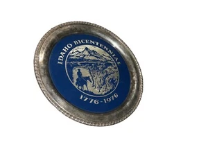 Vintage IDAHO BICENTENNIAL 1776-1976 Silver Inlaid Platter Oneida Silversmith US - Picture 1 of 5