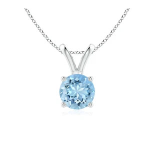 1.20 ct. Aquamarine Solitaire Round Pendant Necklace in Solid Sterling Silver - Picture 1 of 2