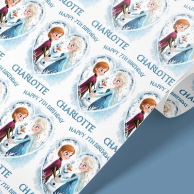 Frozen Personalised Wrapping Paper - Custom Name & Age -Anna Elsa Olaf Gift Wrap - Image 1 of 4