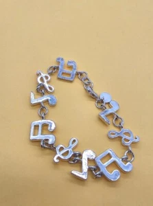 925 Silber Musik Symbole Bettelarmband 7 Zoll lang  - Bild 1 von 7