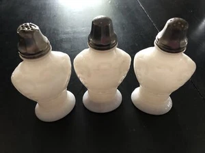 Vintage Milk Glass Large Salt & Pepper Shakers 5 1/2” Height Set Of 3 - Picture 1 of 5