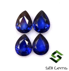 1.10 CTS Natural Blue Sapphire Pear Cut 4.50x3.50 mm Lot 04 Pcs Calibrated Gems - Picture 1 of 5