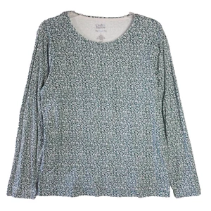 Croft & Barrow Womens Size L Green Ditsy Print Knit Long Sleeve Pullover Top - Picture 1 of 10
