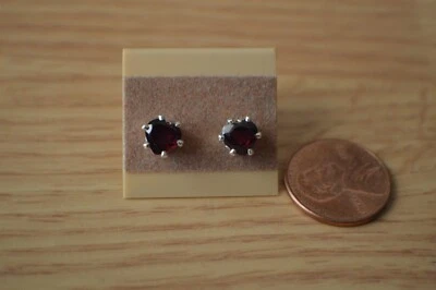 1.20ct Orissa Rhodolite Garnet Earrings in Sterling Silver ~ 6mm Heart VVS - Imagem 1 de 4