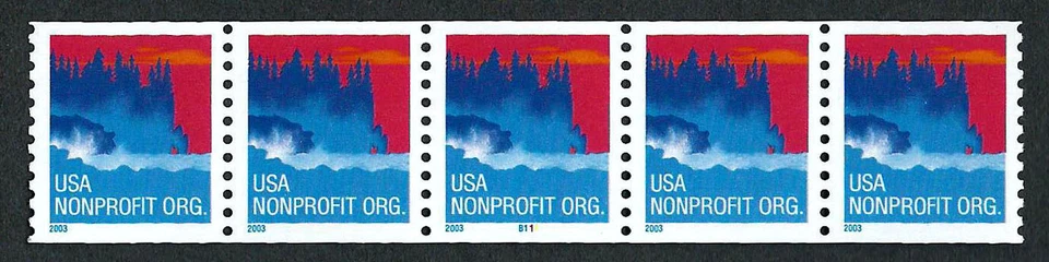 USA, SCOTT # 3775, STRIP OF 5 PNC #B111 NON-PROFIT 2003 SEA COAST, YEAR 2003 WAG - Image 1 of 1