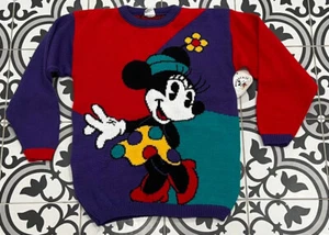 NWT Kids Minnie Mouse 1980s Cartoon Disney World Crewneck Sweater Kids Medium - Picture 1 of 6