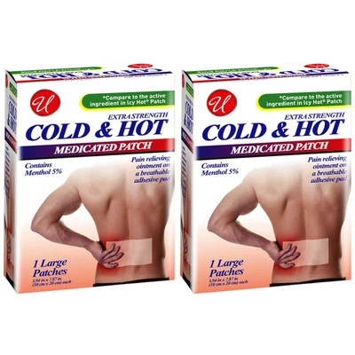 Adesivo medicado extra forte 5% mentol frio e quente, 3,94" x 7,87" (pacote com 2) - Imagem 1 de 2