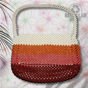 NUEVO CON ETIQUETAS Bolso de Hombro Cleobella Acrílico Cuentas a Rayas Cartera Bolso de Mano para Mujer - Imagen 1 de 7