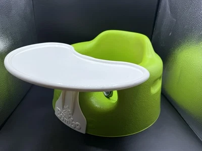 Bumbo Lime Green Baby Floor Seat Chair & Feeding / Activity Tray / Safety Straps - Image 1 of 4