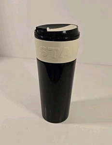 NEW Starbucks 16 oz. Stainless Steel Tumbler Coffee Mug - Piano Black White Grip - Picture 1 of 10