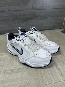 Nike Air Monarch IV White Navy Men Size 10.5 4E Wide 416355-102 Shoes - Picture 1 of 22