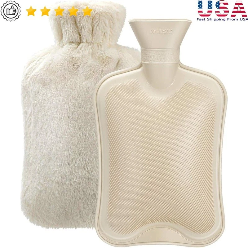 Botella de agua caliente de goma natural a prueba de fugas alivio del dolor fácil de verter boca ancha nueva Foto 1 de 4