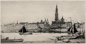 William Douglas Macleod (1892-1963) - Pencil Signed Etching - Antwerp Belgium - Picture 1 of 6