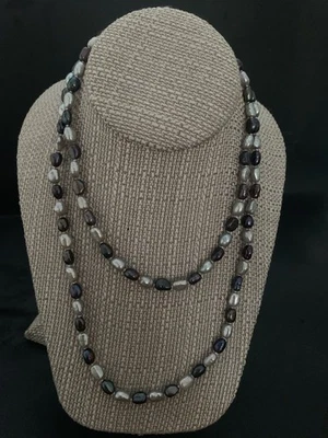 Collar Honora 36" Negro Gris Claro Perlas Cultivadas de Agua Dulce, 925 Esterlina Foto 1 de 4