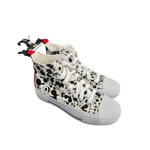 Disney Mickey Mouse Hi-Top Sneakers Women 7 Black Red Novelty Laced NWT - Picture 1 of 6