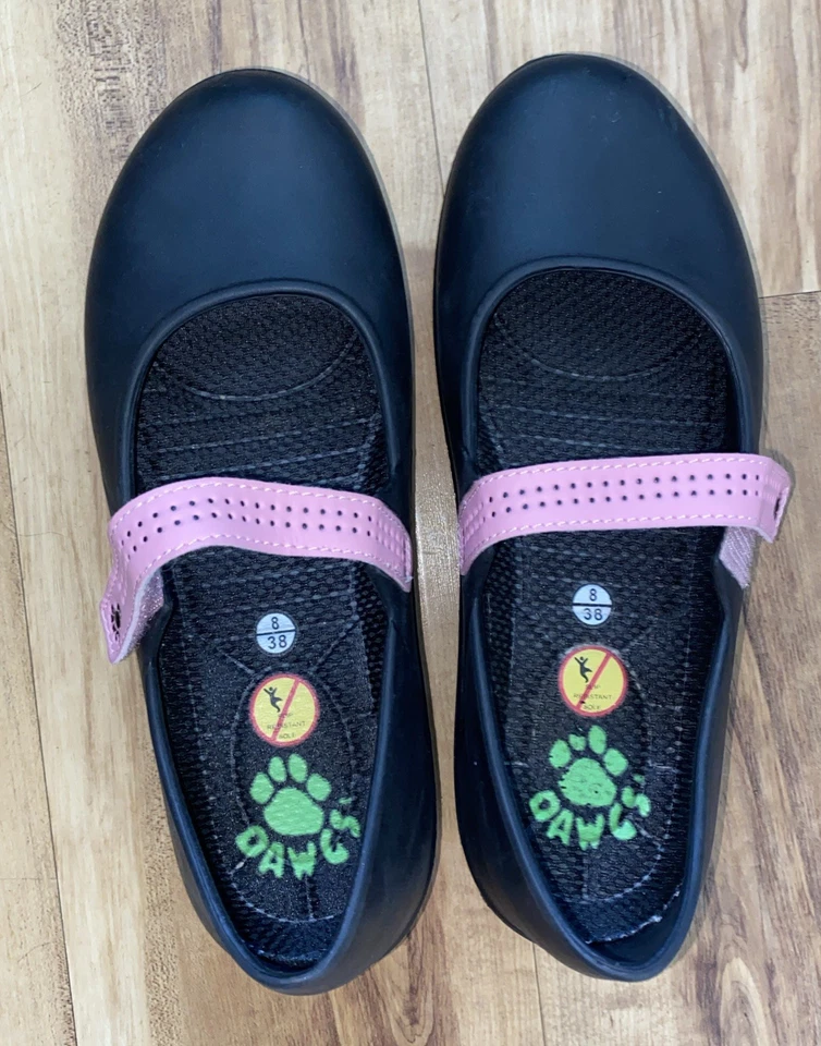 Zapatos Mary Jane Dawgs para mujer profesionales informales punta redonda negros/rosa talla 8/38 antideslizantes Foto 1 de 4