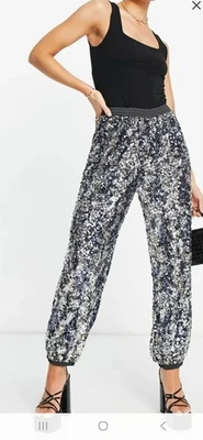 Pantalones Jogger French Connection Nunca Usados Binalo Lentejuelas Talla Grande Foto 1 de 4