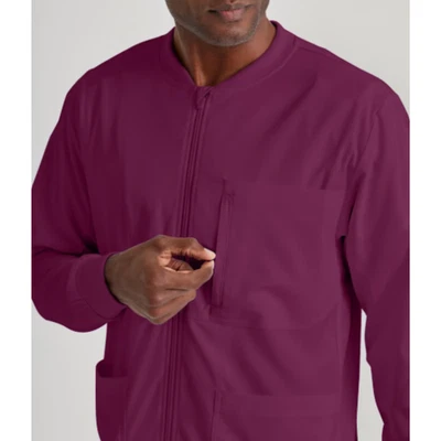 {2X} Grey's Anatomy React 5-Pocket Crewneck Warmup Jacket Wine Retails $48.99 - Image 1 of 3