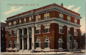 Vintage 1914 PEORIA, Illinois Postcard CREVE COEUR CLUB Building / Street View - Picture 1 of 2