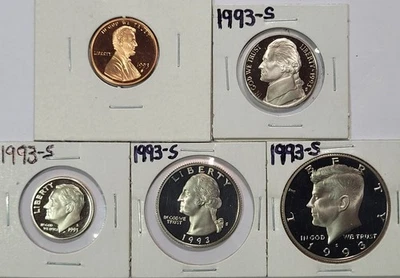 1993-S Clad Proof Set of 5 Superb Gem DCam Coins, No COA or OGP - Image 1 of 2