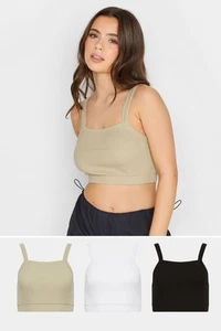PixieGirl Women's Petite 3 PACK & White Crop Tops - Picture 1 of 11