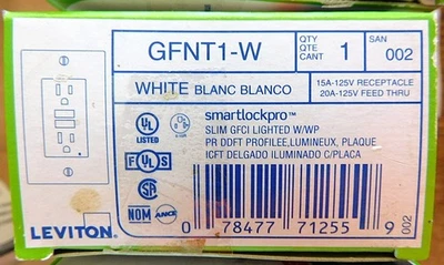 5 NEW LEVITON GFNT1-W WHITE SMARTLOCKPRO NO FAULT RECEPTACLES - CW - Image 1 of 2