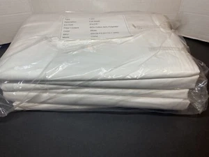 Full Size White Hotel Flat Sheet T-200 Cotton Polyester ONE SHEET - Picture 1 of 4