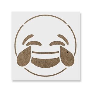 Emoji Cry Laughing Stencil - Durable & Reusable Mylar Stencils - Picture 1 of 5
