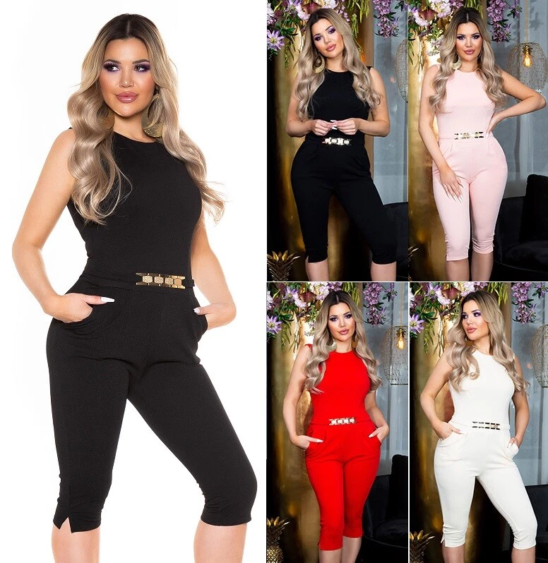 Koucla Overall Damen Capri Overall Jumpsuit Business mit Schnalle Milax-Fashion - Bild 1 von 1