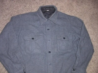 Vintage 50's/60's CPO Gray anchor button Wool button front shirt Large - Image 1 of 4
