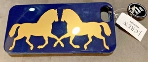 J Crew Factory iPhone Case Horse Themed iPhone 5/5s Navy and Gold New - Picture 1 of 1