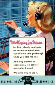 Tarjeta de calendario Illinois Bell Telephone Co 1949 - Imagen 1 de 3