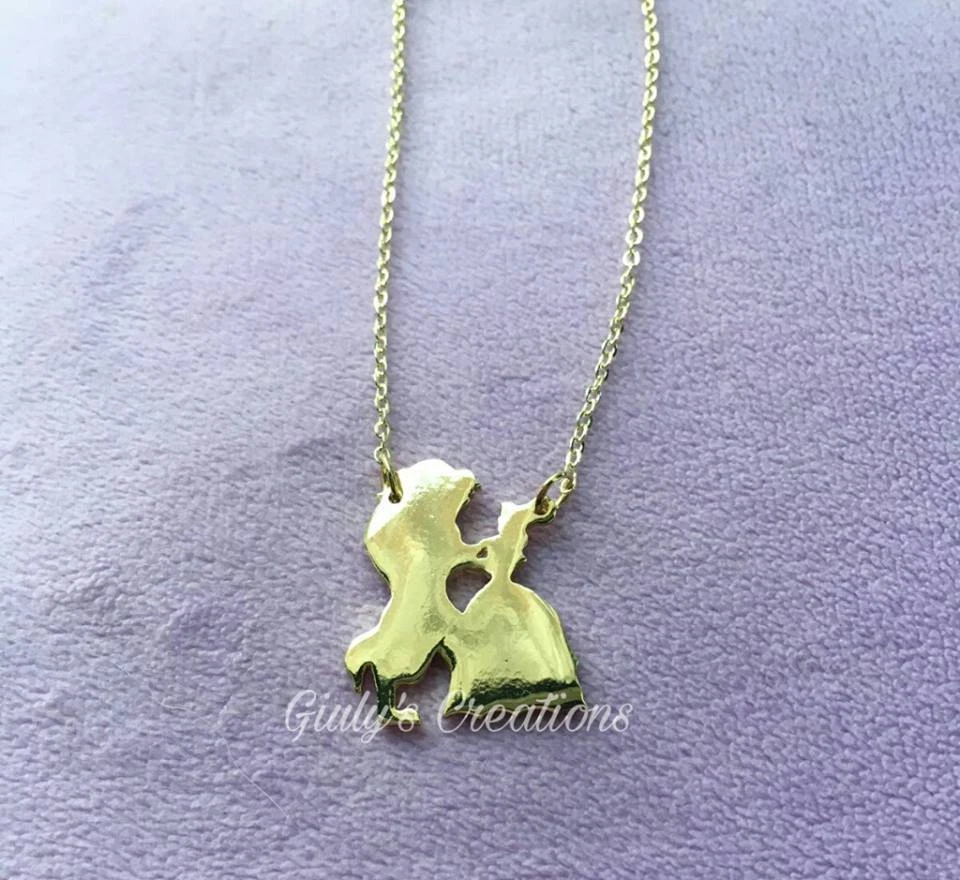 Collana La Bella e la Bestia Disney Belle beauty & beast film sagome love anime - Immagine 1 di 1