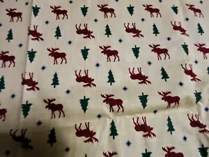 Vintage Moose Tree Fabric 2 yards by Cranston Nice heavy cotton - Picture 1 of 2