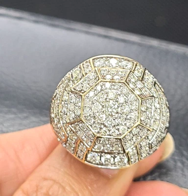 ¡Oferta! ANILLO DE MODA PARA HOMBRE DE DIAMANTES CON RACIMO REDONDO NATURAL DE 3,05 QUILATES ORO AMARILLO DE 10 K Foto 1 de 4