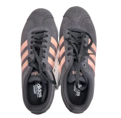 Adidas VL Court 2.0 Sneakers Women Size 6 Gray Glow Pink Skateboard Shoes EE6786 - Image 1 of 4