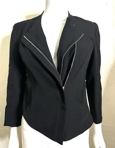 GIACCA ALEXANDER WANG ASIMMETRICA DOPPIA CERNIERA LANA/SETA NERO TAGLIA 4 - Foto 1 di 9