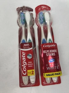 (2) Colgate 360 Optic White Whitening Toothbrush Removes Stain, Soft 2pk - Picture 1 of 4