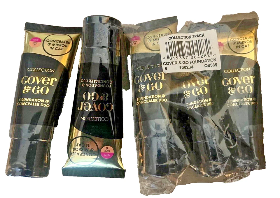 5 x 35ml COLLECTION  COVER & GO FOUNDATION AND CONCEALER DUO BRAND NEW DARK 6 - Image 1 of 1