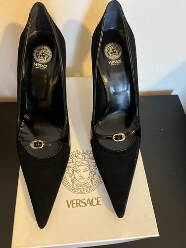Décolleté a stiletto VERSACE in pelle nera tacco alto con scatola originale taglia 39 5