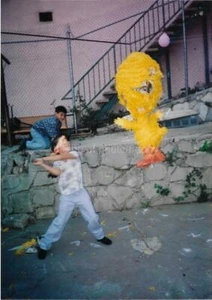 LOT OF 2 FOUND PHOTOS PINATA BOY Original COLOR Snapshot VINTAGE 22 42 U - Picture 1 of 2