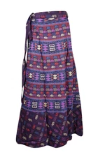 Women Ethnic Purple Cotton Wrap Skirt Printed Gypsy Boho Chic Beachwear Sarong