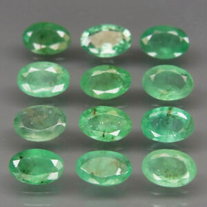 Oval 6x4 mm.OUTSTANDING! Real Natural Columbian Emerald 12Pcs/5.54Ct.