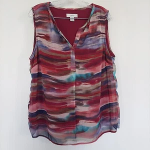 Blusa sin mangas CJ Banks 1X colorida roja - Imagen 1 de 7