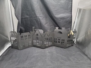 3 Tea-lite Candle Holder6  Row House-  Metal Pattern 22x7 - Picture 1 of 6