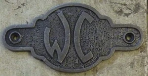 WC Toilet Bathroom - Solid Cast Iron Vintage Style Totem Door Plaque Sign - Picture 1 of 1