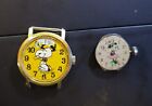 Minnie Mouse 1971 Timex Fun Timer et montre vintage Snoopy pour pièces. TEL QUEL EST LU