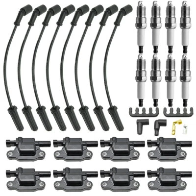 8PCS Square Ignition Coil & Spark Plug &Wires For Chevy Silverado 1500 Tahoe GMC - Image 1 of 4