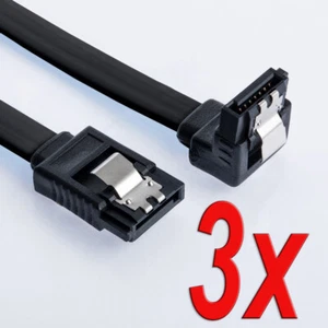 3er Set 0,5m SATA-3 Kabel Schwarz | S-ATA 6 Gb/s High Speed SSD HDD 90° Winkel - Bild 1 von 2